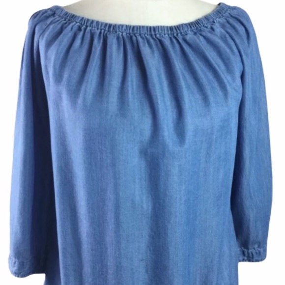 BEACHLUNCHLOUNGE Blue Chambray Off Shoulder Top Extra Large - Picture 6 of 7